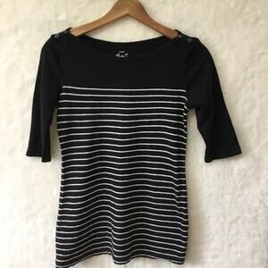 J.Crew Black with White Striped Long Sleeve Top